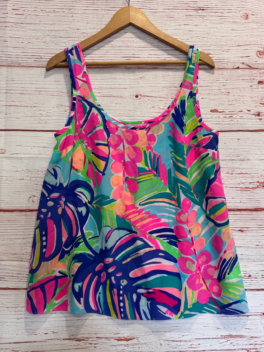 Lilly Pulitzer Cosmos Silk Tank Top in Multi Exotic Garden Sz M - Picture 2 of 7